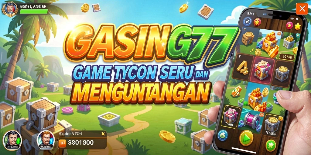 Tampilan seru gameplay GASING777 dalam membangun bisnis Tycoon.