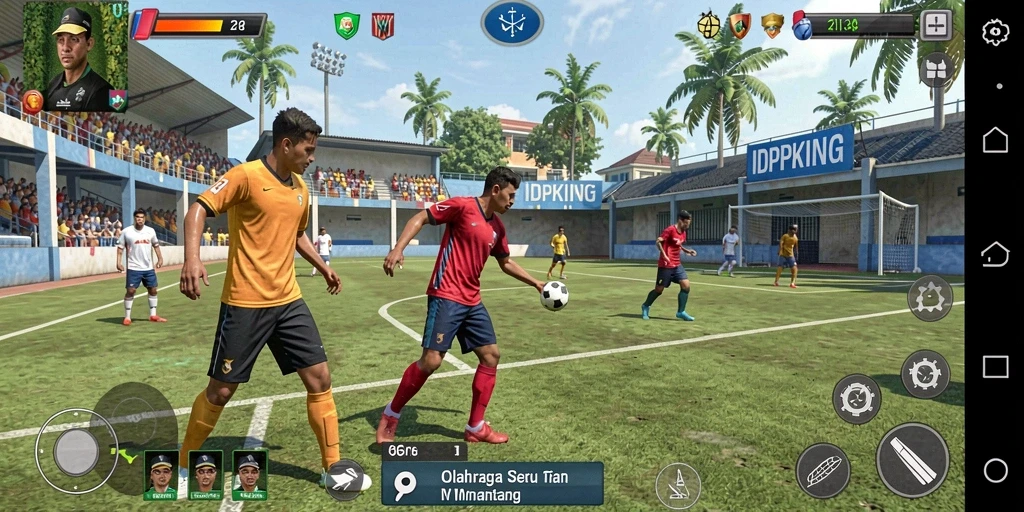 Tampilan gameplay seru dari IDPKING yang menggambarkan aksi olahraga.