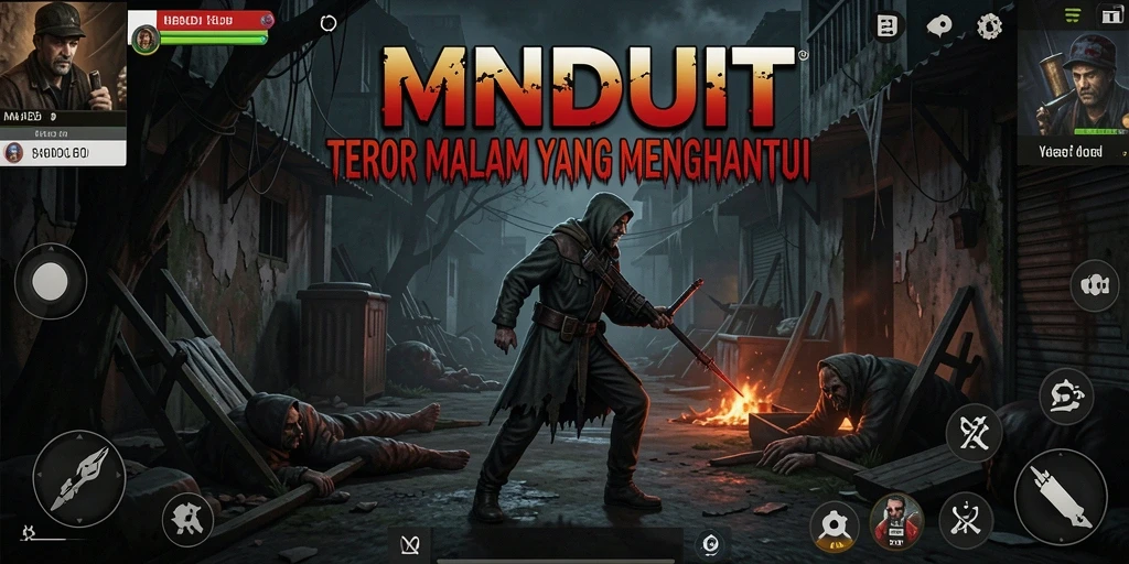 Tangkapan layar MNDUIT menampilkan momen menegangkan dalam suasana gelap dan menyeramkan.