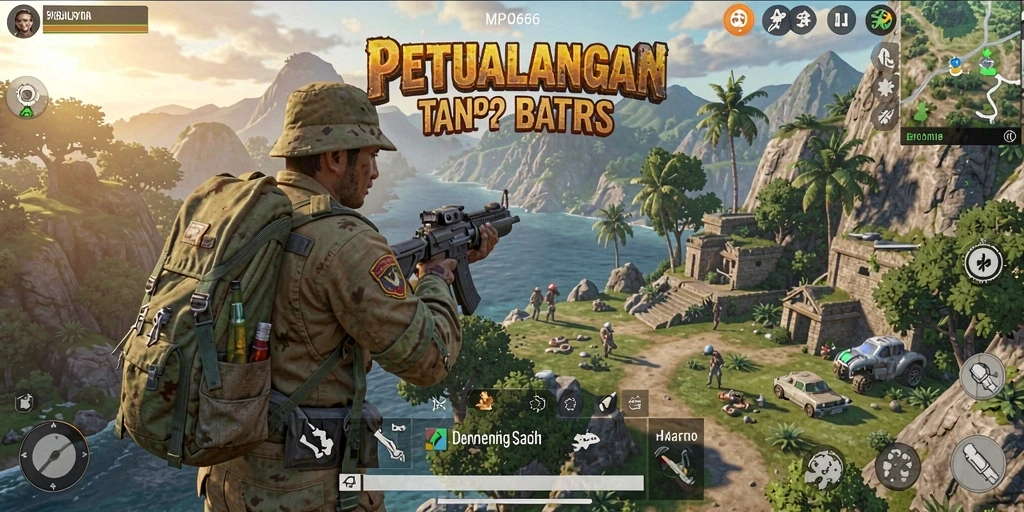 Screenshot permainan MPO666 menampilkan keindahan dunia yang luas dan interaksi yang dinamis.