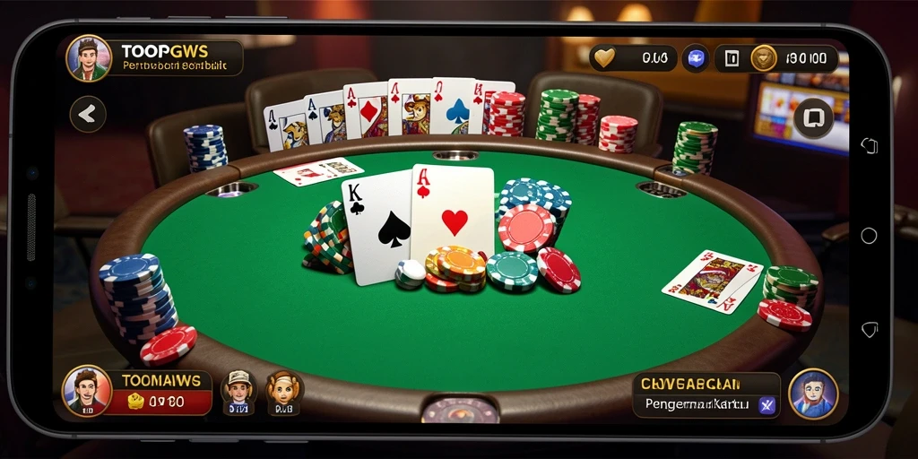 Tampilan seru gameplay Poker di TOOPGWS dengan pemain yang bersaing.
