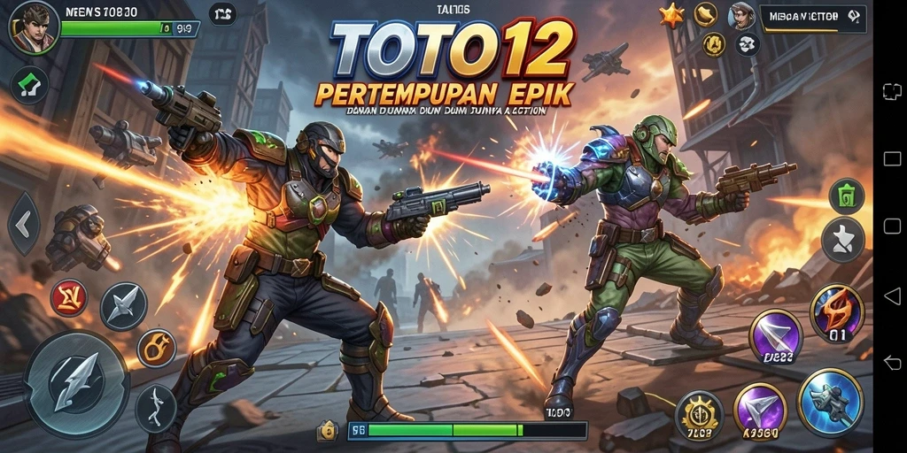 Tangkapan layar utama TOTO12 menampilkan aksi mendebarkan dalam pertempuran.